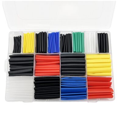 CHFK 530pcs Auto Harness Heat Shrinkable PE Sleeves 2:1 Shrink Ratio 600V Rated Voltage -55C~+125C Colorful Insulated Shrink